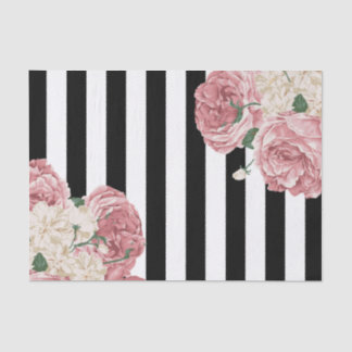 Papier Mousseline Rose de pastel, noir, rayures blanches