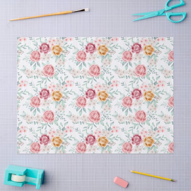 Papier Mousseline Rose Dorée (Artisanat)