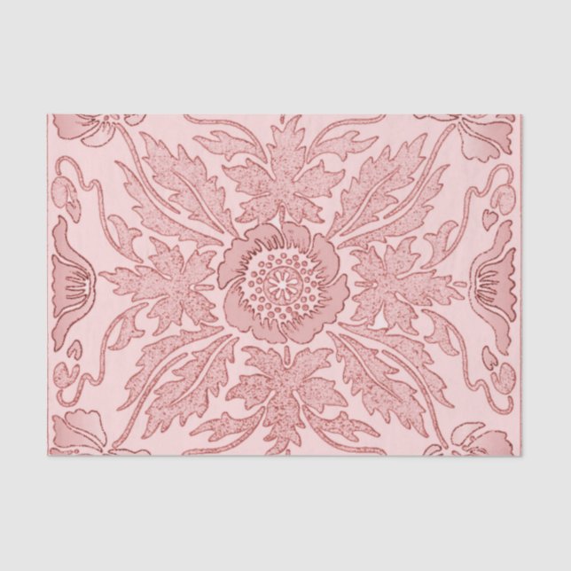 Papier Mousseline Rose Dusty - Papier Tissu Art Nouveau (Recto)