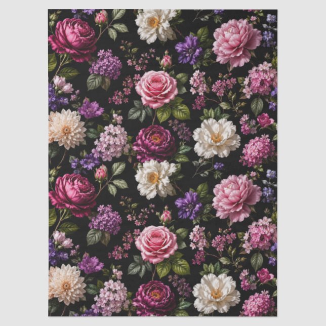 Papier Mousseline Rose en velours noir  (Recto)