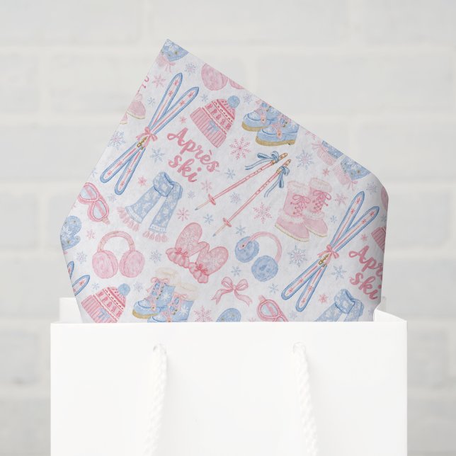 Papier Mousseline Rose et Bleu Après Ski (Sac cadeau)