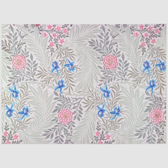 Papier Mousseline Rose et Larkspur, William Morris (Recto)