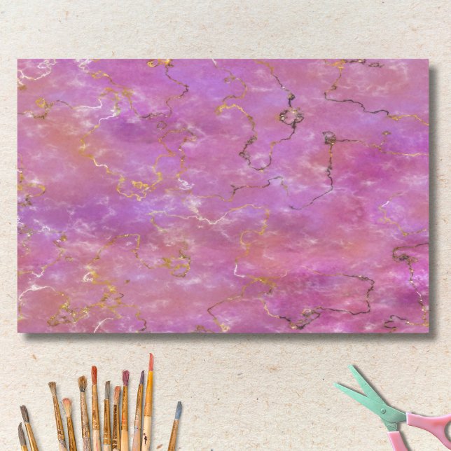 Papier Mousseline Rose et Violet avec Paillettes d'Or (Créateur téléchargé)