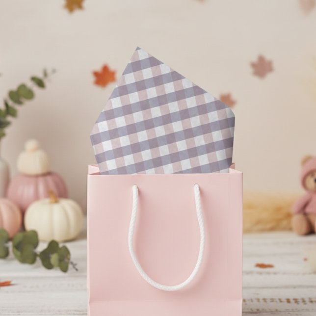Papier Mousseline Rose et violet mou En vichy Motif bébé fille (Preppy Fall Baby Shower Tissue Paper. Cute Classic Pink and Purple Gingham Pattern for Baby Girl)