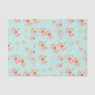 Papier Mousseline rose floral chic et désuet Tissue Paper