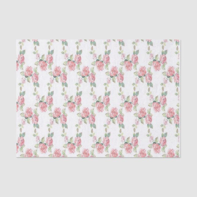 Papier Mousseline Rose Floral Rose Shabby Chic (Recto)