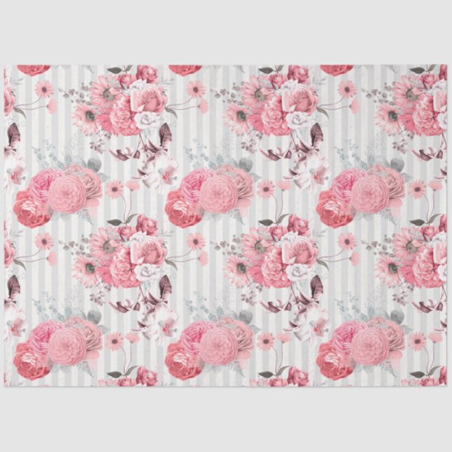 Papier Mousseline Rose Floral Series Design 10 (Recto)