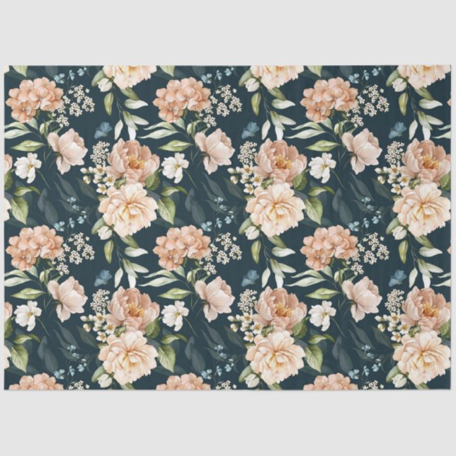 Papier Mousseline Rose Floral vintage Aqua Découpage (Recto)