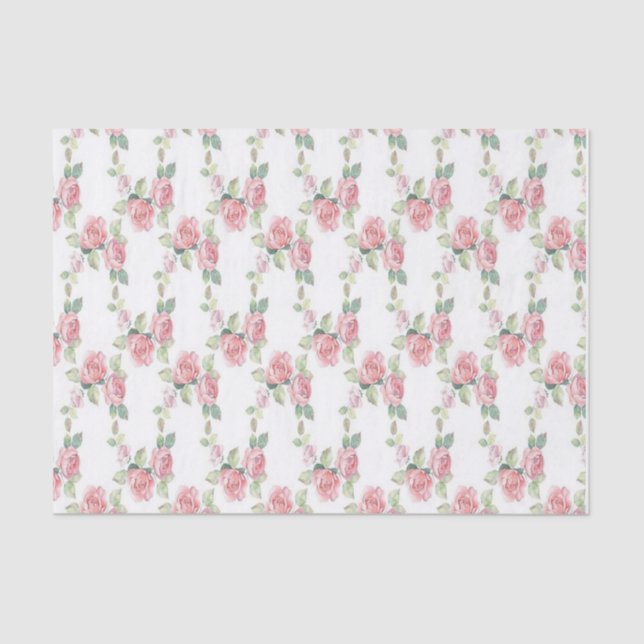 Papier Mousseline Rose Florale Rose Chic Usé (Recto)