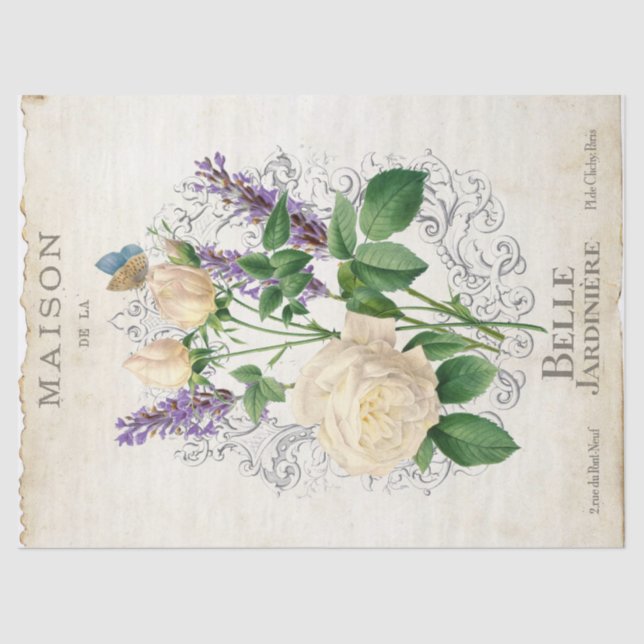 Papier Mousseline Rose français Lavender Flower Gardener Vintage (Recto)