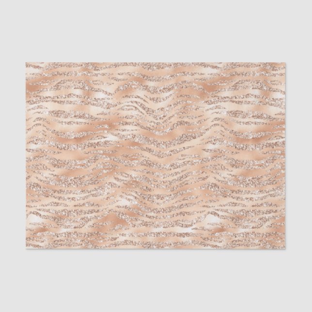 Papier Mousseline Rose Gold Faux Parties scintillant Zebra Stripes (Recto)