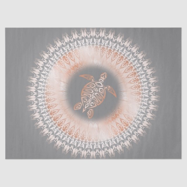 Papier Mousseline Rose Gold Grey Turtle Mandala (Recto)