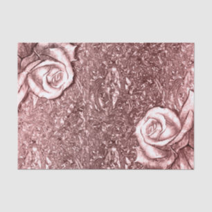 Papier Mousseline Rose Gold Liquide Chrome Métallisé Floral Glamour