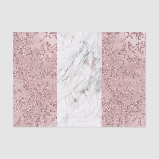 Papier Mousseline Rose Gold Moderne Glam Marbre & Décor Pailleté (Recto)