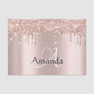 Papier Mousseline Rose Gold Nom Monogram Spark Parties scintillant