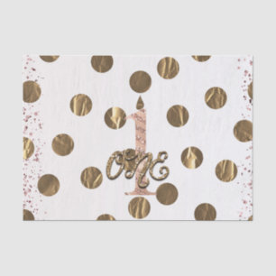 Papier Mousseline Rose Gold ONE 1 1er Anniversaire Bronze Points Pol