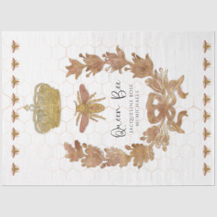 Papier Mousseline Rose Gold Queen Bee Crown Nom du bébé Découpage Ti
