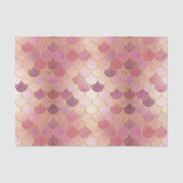 Papier Mousseline Rose Gold Shimmer Mermaid Échelle Motif (Recto)