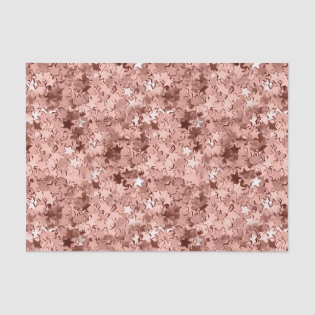 Papier Mousseline Rose Gold Star Confetti look métallique (Recto)