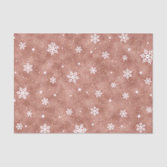 Papier Mousseline Rose Gold Stars Sparkling Flakes Motif (Recto)