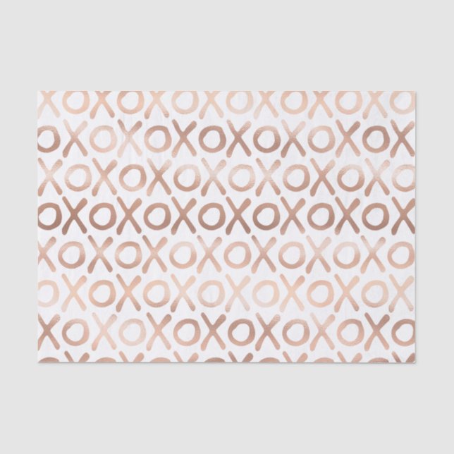 Papier Mousseline Rose Gold XOXO Rose Fardé Blanc (Recto)