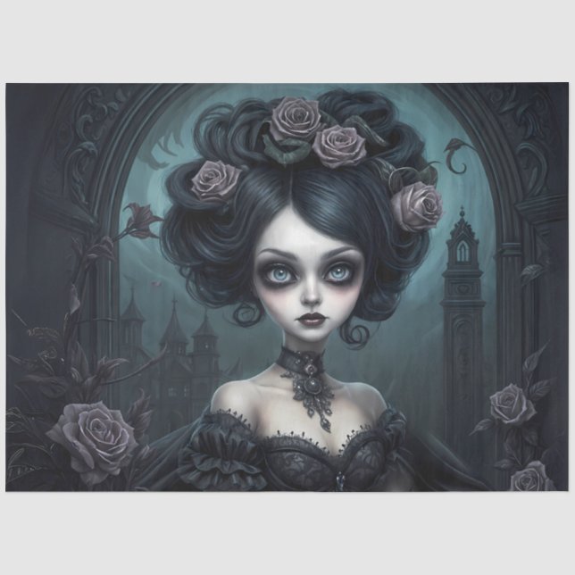 Papier Mousseline Rose gothique Maiden | Poupée de vampire de l'Hall (Recto)