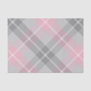 Papier Mousseline rose gris et blanc plaid