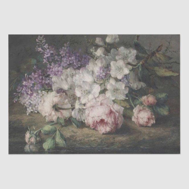 Papier Mousseline Rose Lilac Azalea Fleur Floral Découpage Art (Recto)