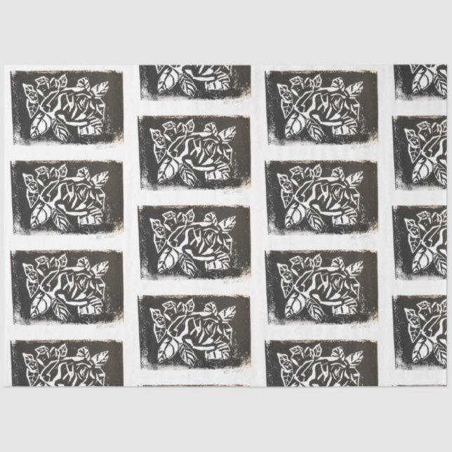Papier Mousseline Rose Linocut (Recto)