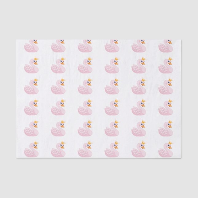 Papier Mousseline Rose mignonne princesse cygne blanc fille d'annive (Recto)