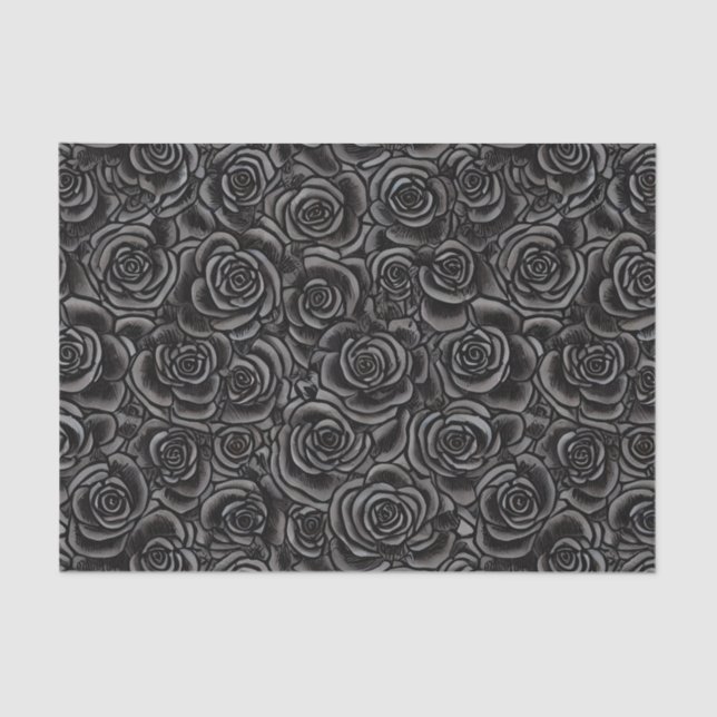 Papier Mousseline Rose noir gothique foncé motif floral Whimsigoth (Recto)