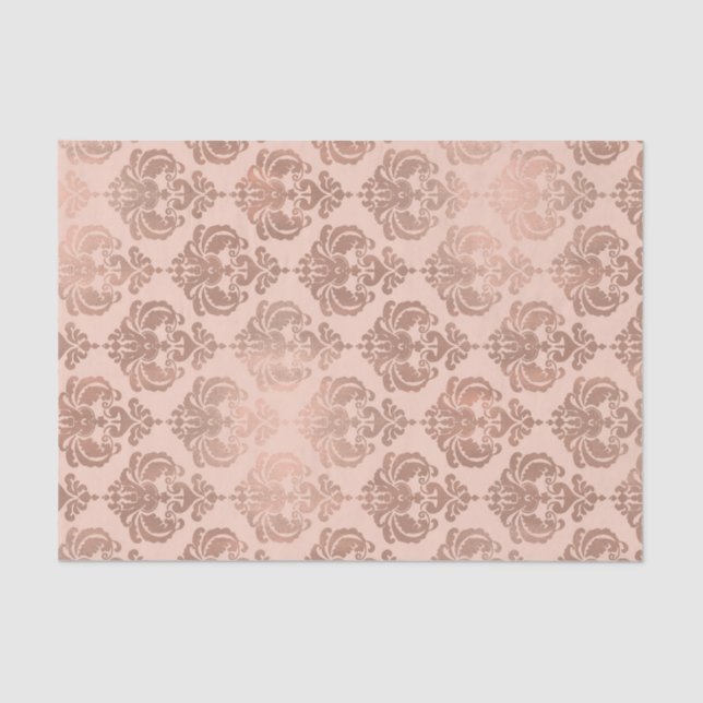 Papier Mousseline Rose Or Blush rose moderne Glam Damask (Recto)