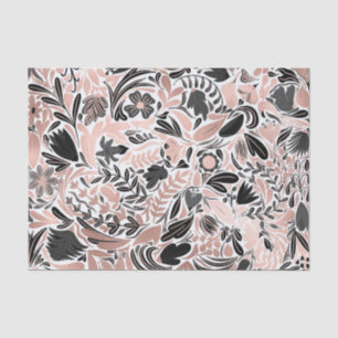 Papier Mousseline Rose or noir feuille florale Motif d'illustration