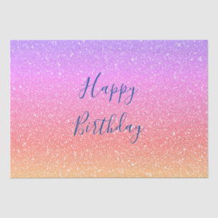 Papier Mousseline Rose Pailleté Violet Ombre Coloré Joyeux Anniversa