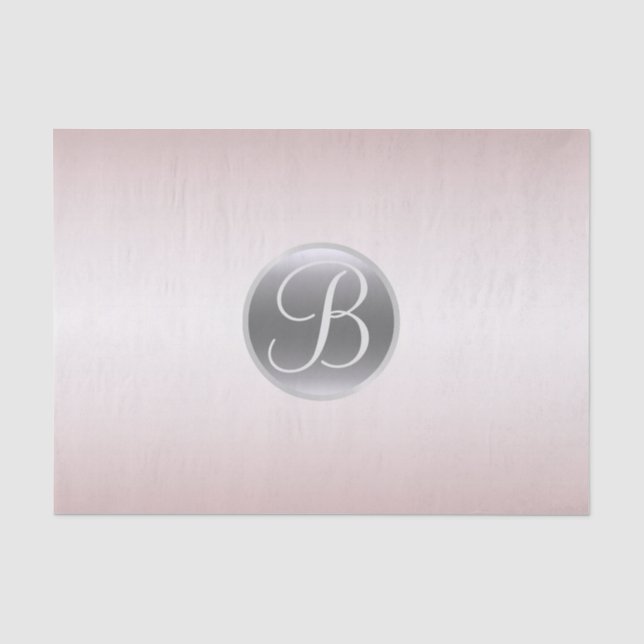 Papier Mousseline Rose Pâle Brillance Élégante Lettre Initiale Monog (Recto)
