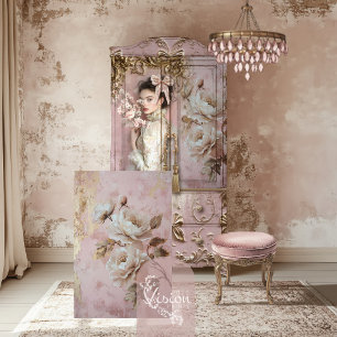 Papier Mousseline Rose Pâle et Beige Romantique Fleur de Pivoine flo