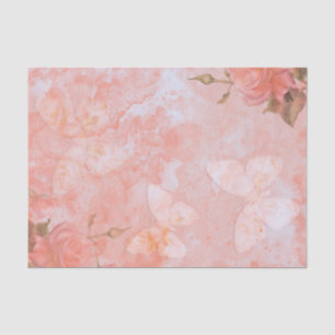 Papier Mousseline Rose papillon vintage rose corail douche de mariag