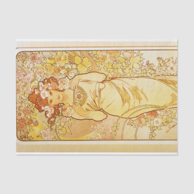 Papier Mousseline Rose par Alphonse Mucha (Recto)