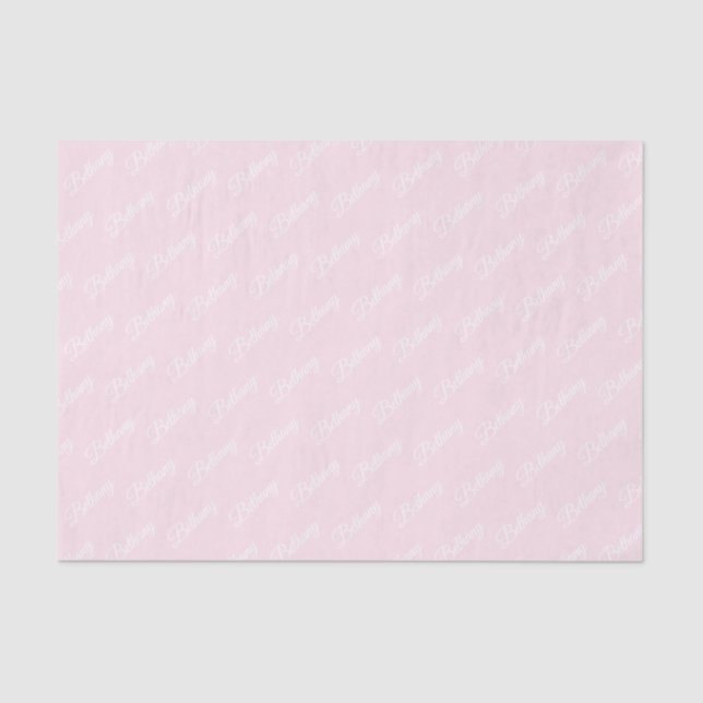 Papier Mousseline Rose pastel avec texte blanc. (Recto)