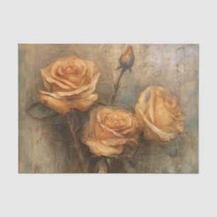 Papier Mousseline Rose Pêche Floral Romantique