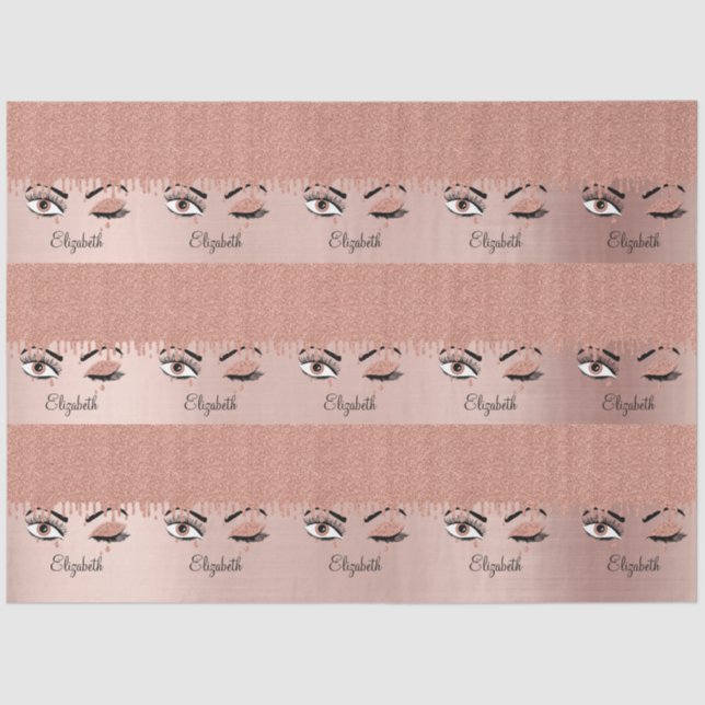 Papier Mousseline Rose Pink Gold Eyelashes Déchets Nom de la Parties (Recto)