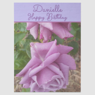 Papier Mousseline Rose Purple Flower floral Girls Name Birthday