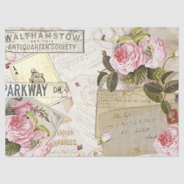 Papier Mousseline Rose romantique série Design 3 (Recto)