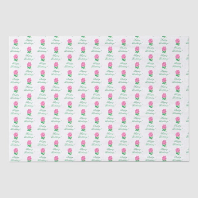 Papier Mousseline Rose rose anniversaire blanc (Recto)