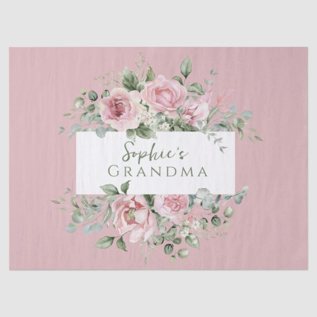 Papier Mousseline Rose rose blush grand-mère (Recto)