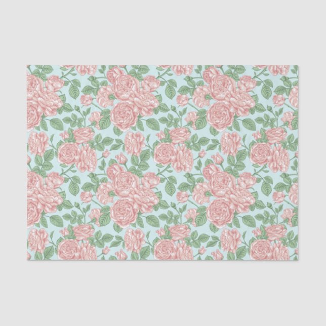 Papier Mousseline Rose rose Jardin Bouquet Motif (Recto)