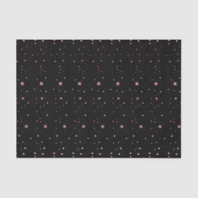 Papier Mousseline Rose Rose Or Blush Black Stars Sky Night (Recto)