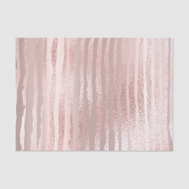 Papier Mousseline Rose Rose Or Blush Metallic Argent Lignes (Recto)