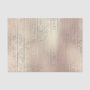 Papier Mousseline Rose Rose Or Métallic Blush Hiéroglyphes égyptiens