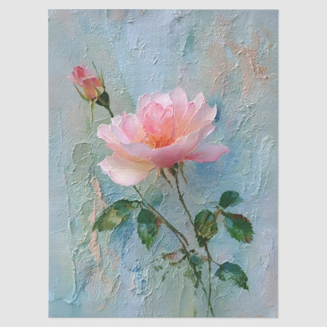 Papier Mousseline Rose rose pâle Impasto Shabby Chic (Recto)